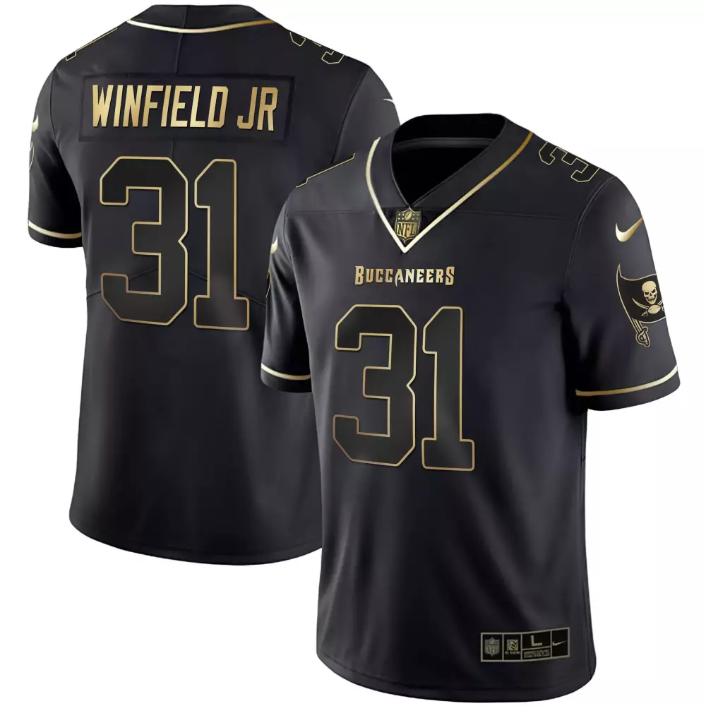Antoine Winfield Jr. Black Gold Men's Jersey | Tampa Bay Buccaneers White Gold | All Stitched | For Men, Women & Youth