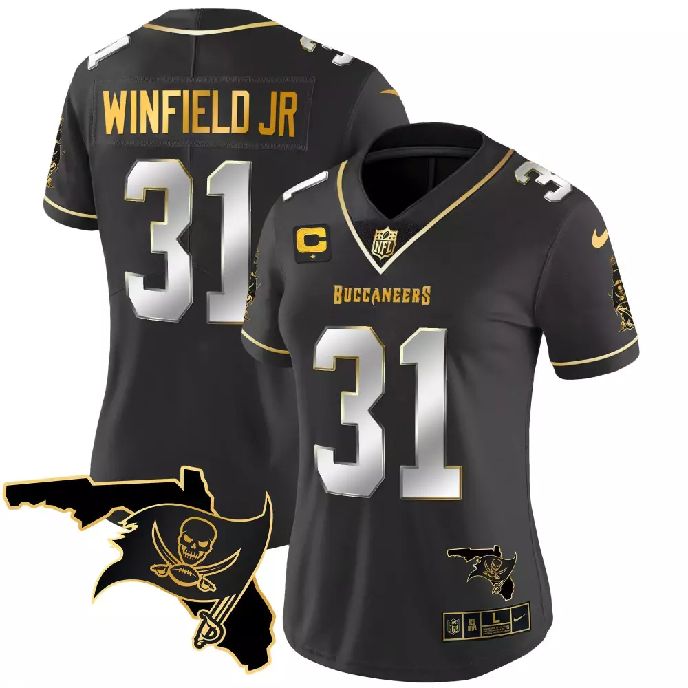 Antoine Winfield Jr. Black Limited Women's Jersey | Tampa Bay Buccaneers Florida Patch | Gold Vapor | For Men, Women & Youth