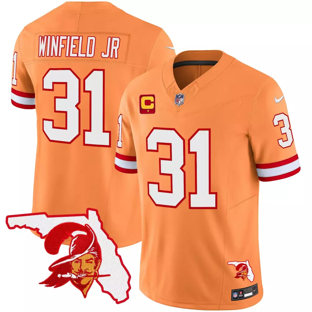 Antoine Winfield Jr. Creamsicle Men's Tampa Bay Buccaneers Florida Patch Vapor Limited Jersey | All Stitched | Fan Gear for Men