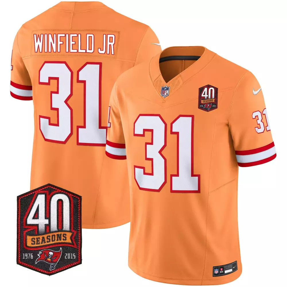 Antoine Winfield Jr. Orange Men's Tampa Bay Buccaneers 40th Season Patch Vapor Limited Jersey | All Stitched | For Men, Women & Youth