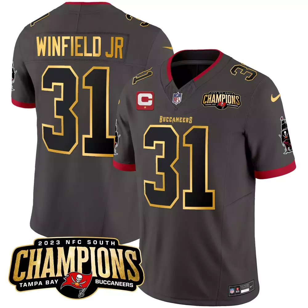 Antoine Winfield Jr. Pewter Men's Tampa Bay Buccaneers Florida Patch Jersey | Stitched Vapor Limited Edition | For Men, Women & Youth