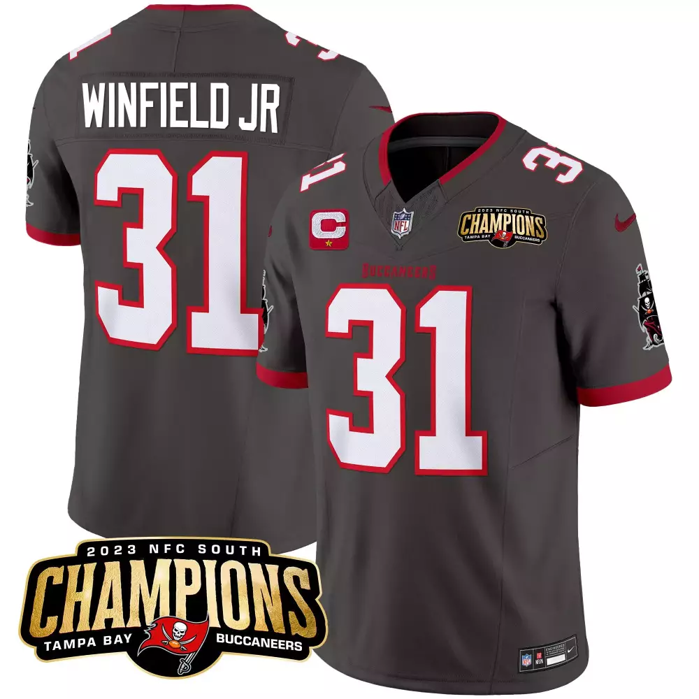 Antoine Winfield Jr. Pewter Men's Tampa Bay Buccaneers Florida Patch Jersey | Stitched Vapor Limited Edition | For Men, Women & Youth
