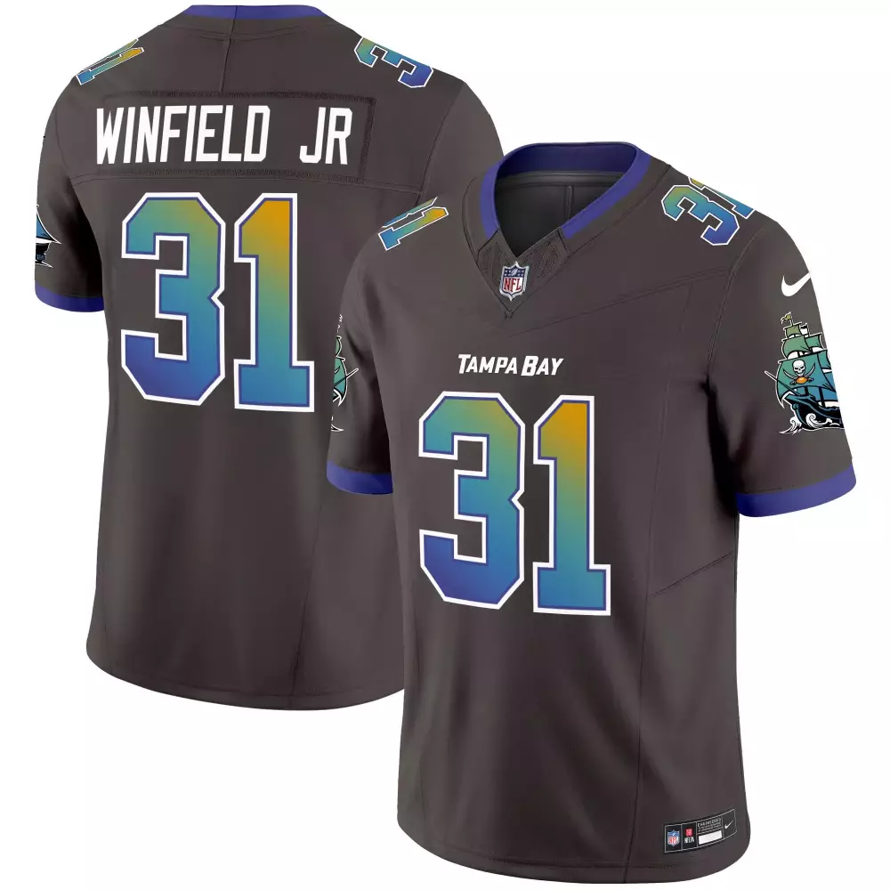 Antoine Winfield Jr. Pewter Men's Tampa Bay Buccaneers Florida Patch Jersey | Stitched Vapor Limited Edition | For Men, Women & Youth