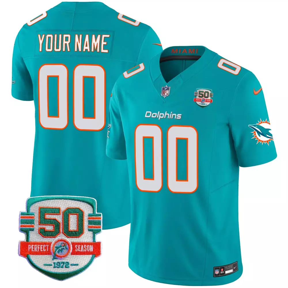 Miami Dolphins Aqua Custom Game Jersey | Unique Design for Men, Women & Youth | Perfect for Game Day