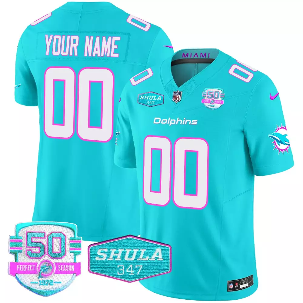 Miami Dolphins Aqua Men's Jersey | Miami Vice Limited Edition | Custom Stitched Vapor V2 | For Men, Women & Youth