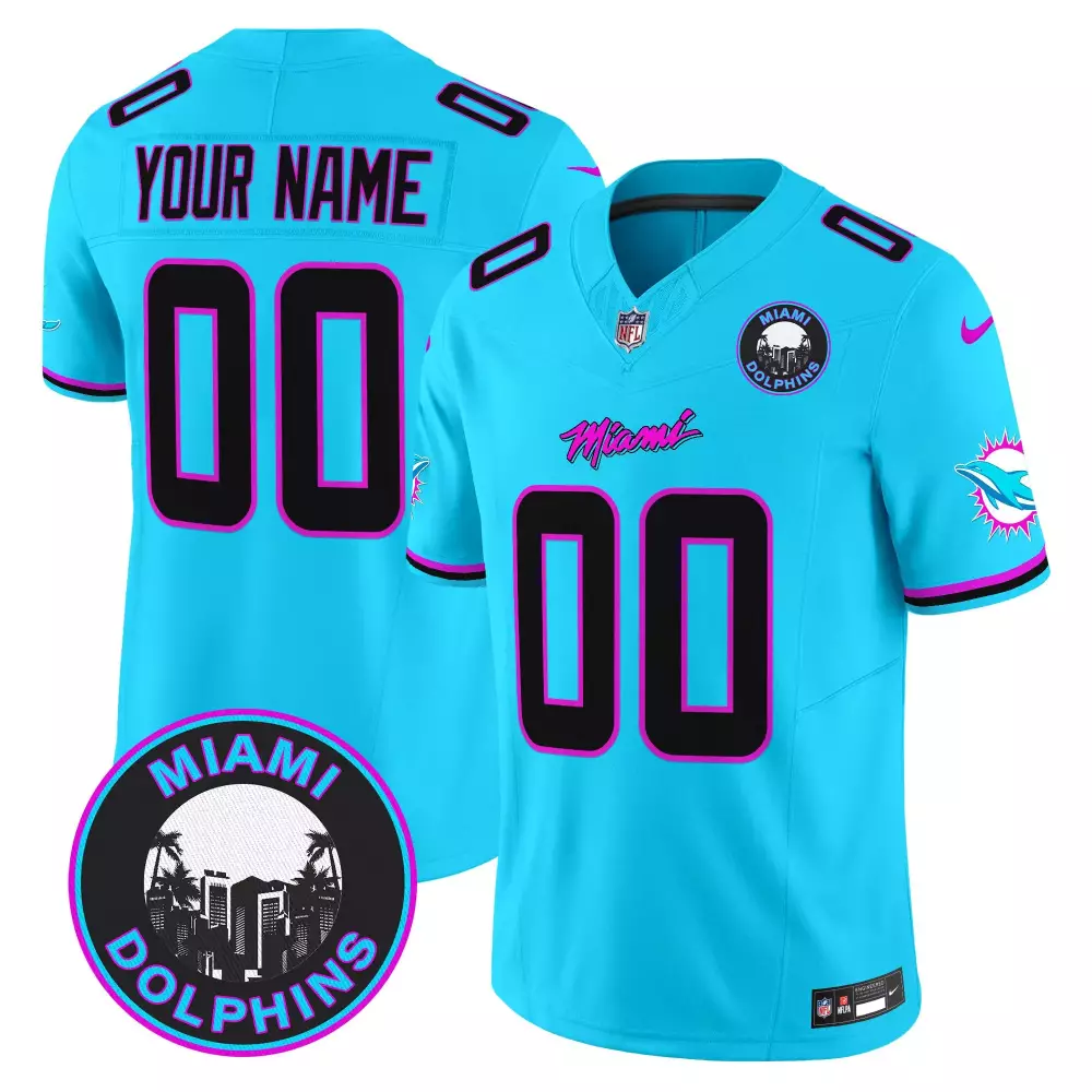 Miami Dolphins Aqua Men's Jersey | Miami Vice Limited Edition | Custom Stitched Vapor V2 | For Men, Women & Youth