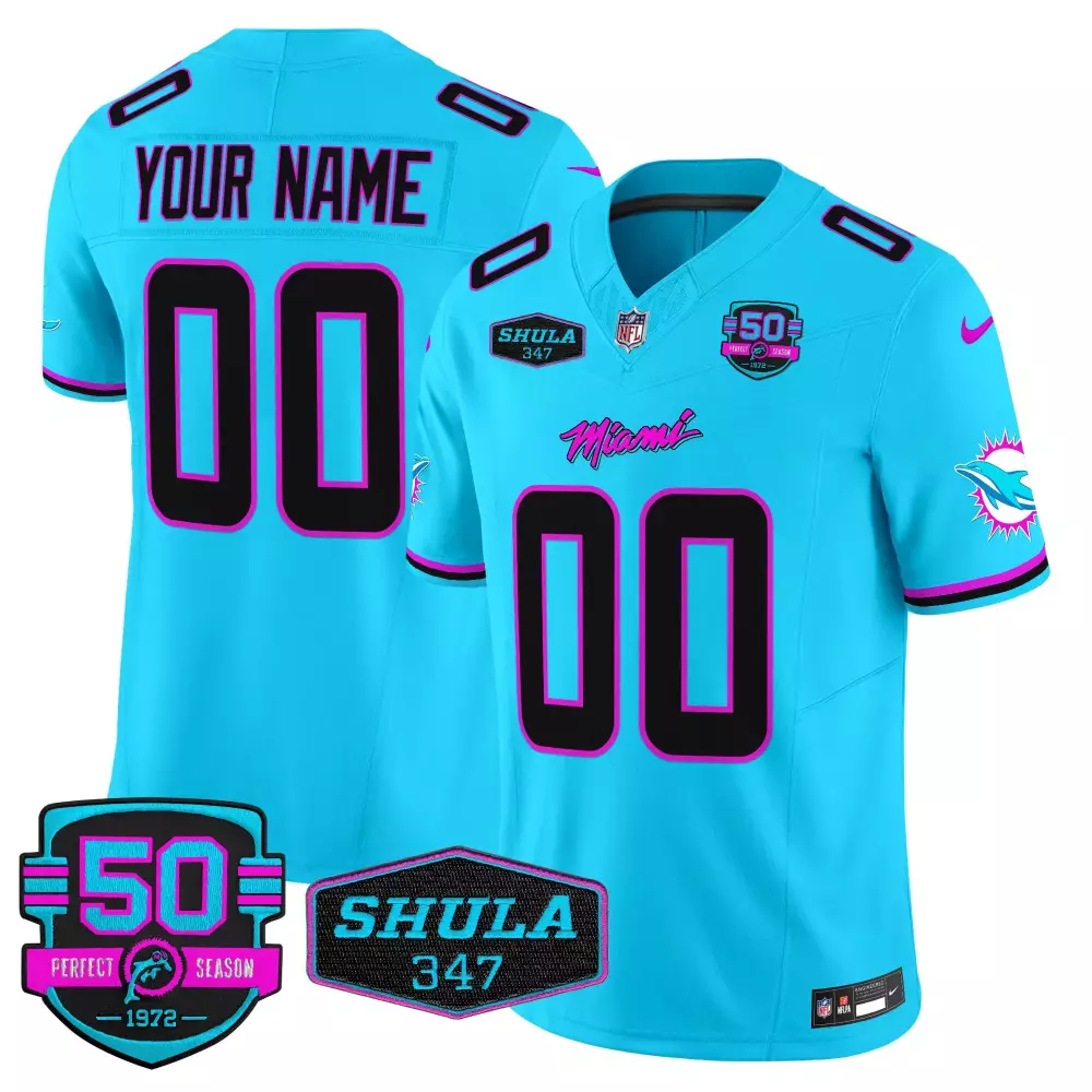 Miami Dolphins Aqua Men's Jersey | Miami Vice Limited Edition | Custom Stitched Vapor V2 | For Men, Women & Youth