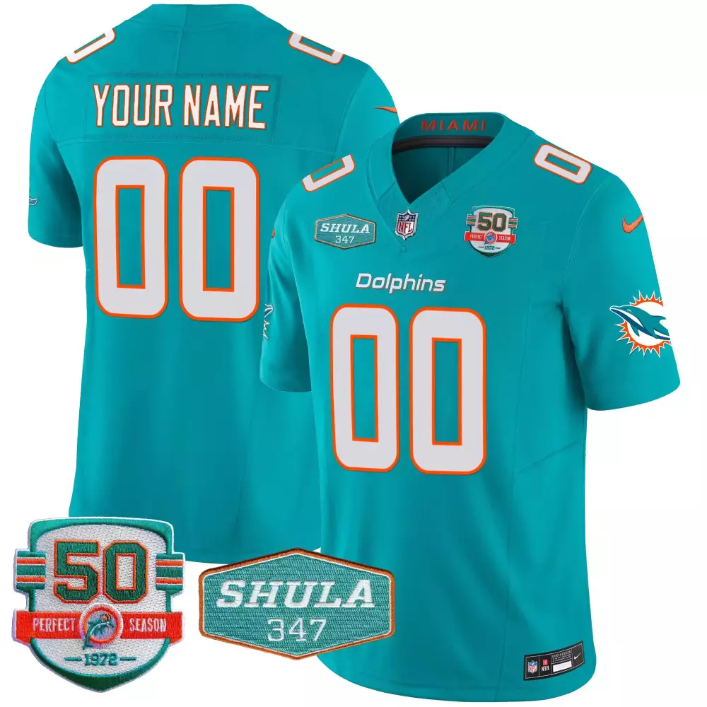 Miami Dolphins Aqua Men's Jersey | Miami Vice Limited Edition | Custom Stitched Vapor V2 | For Men, Women & Youth