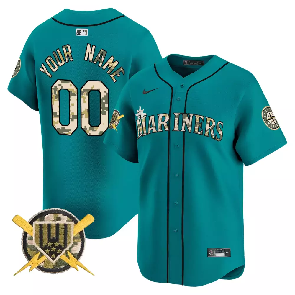 aqua men seattle mariners armed forces day vapor premier limited custom jersey all stitched