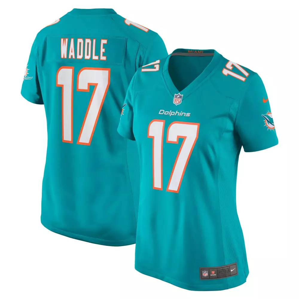 aqua women womens jaylen waddle miami dolphins aqua jersey all stitched