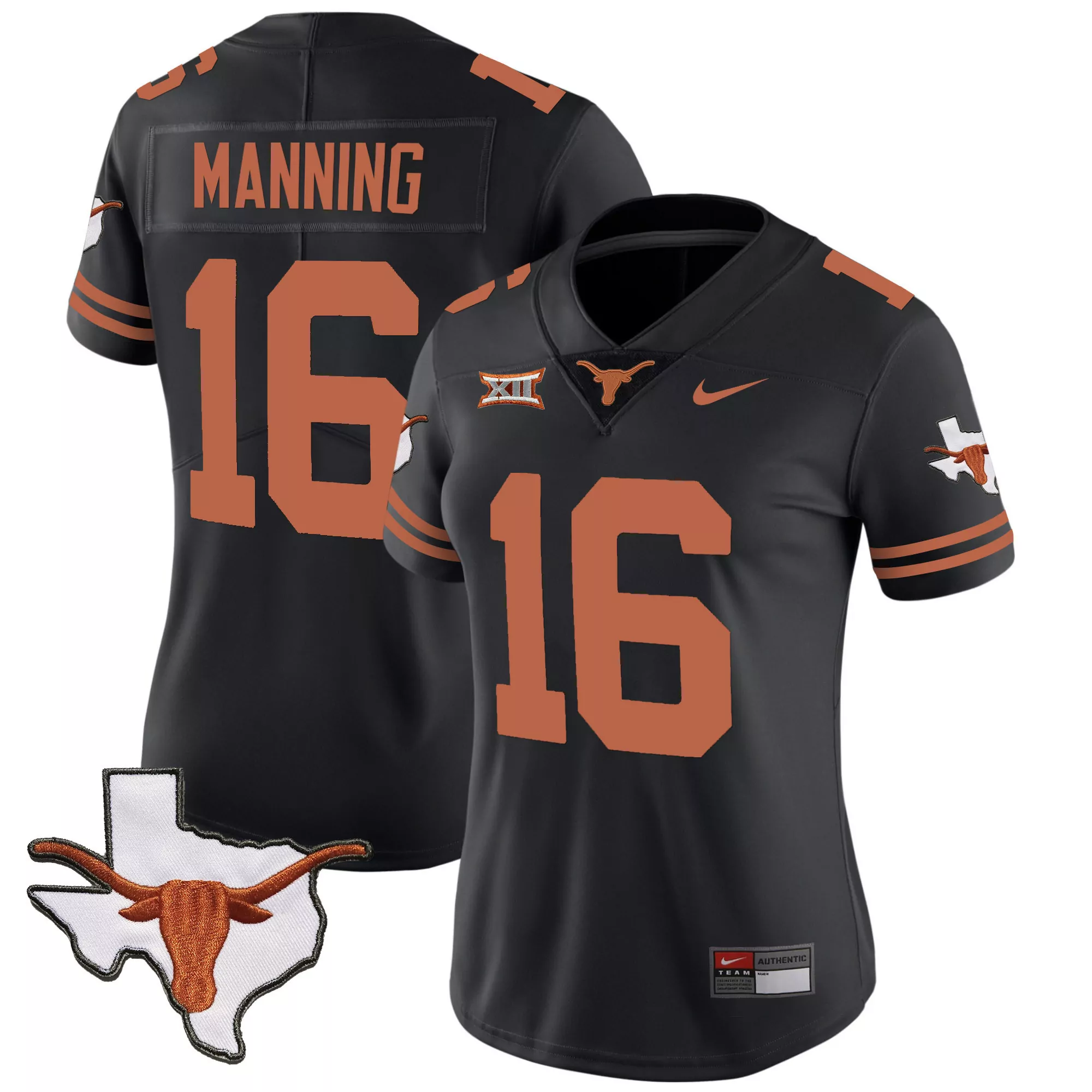 arch manning black womens texas longhorns vapor limited jersey all stitched