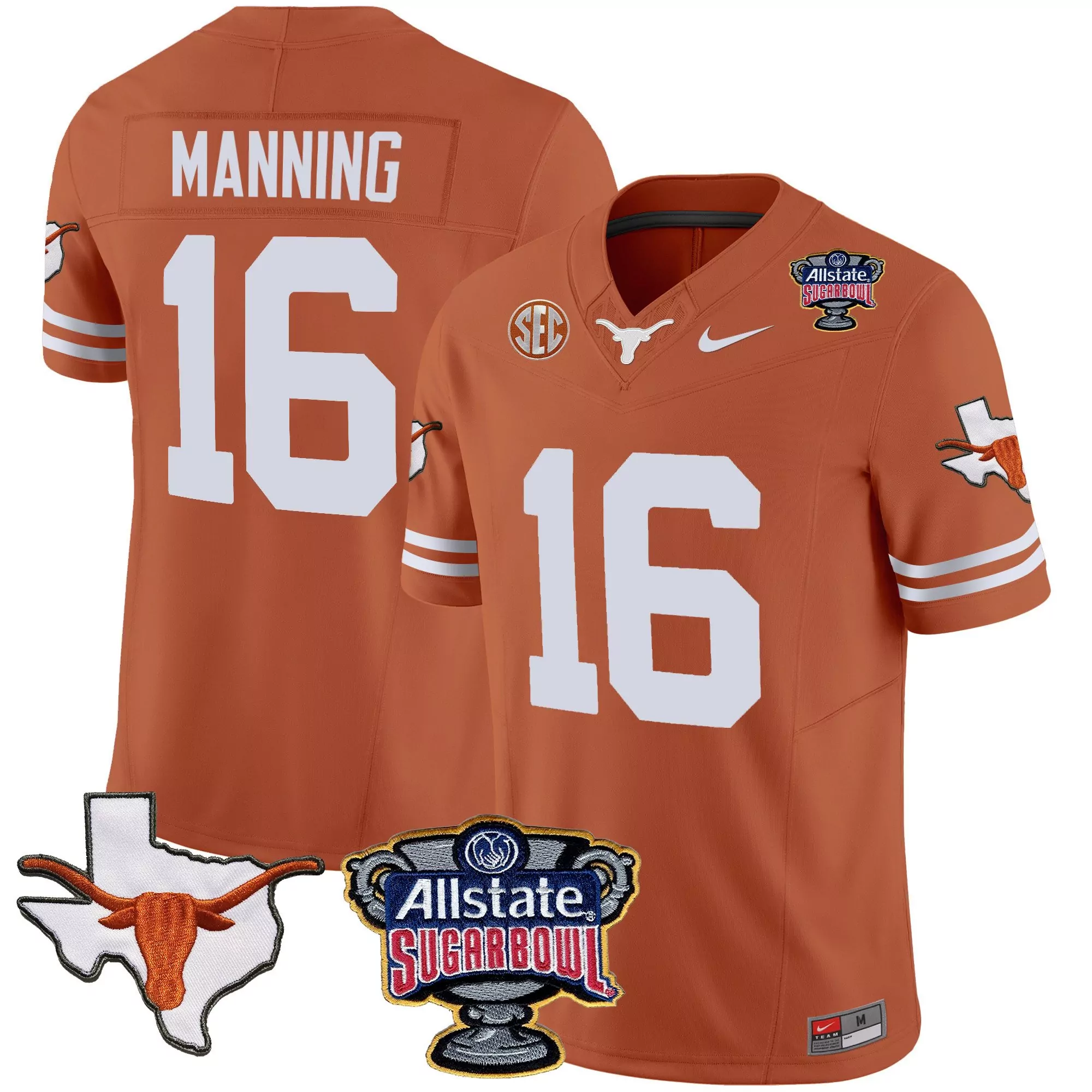 arch manning texas orange mens texas longhorns state map sec patch vapor jersey all stitched