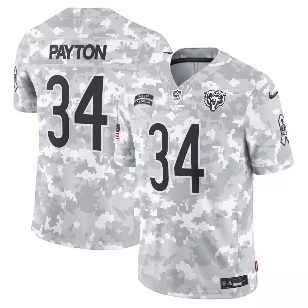 arctic camo men walter payton chicago bears 2024 salute to service vapor limited jersey arctic camo all stitched
