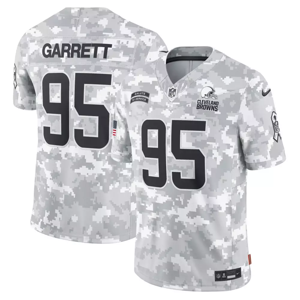 arctic camo youth myles garrett cleveland browns 2024 salute to service vapor limited jersey arctic camo all stitched
