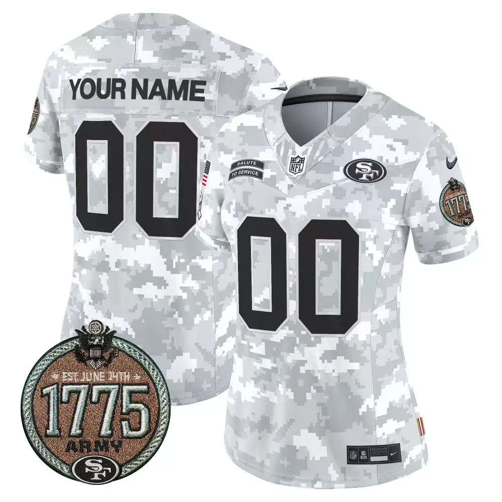 Army Women San Francisco 49ers 2024 Salute to Service Custom Jersey | Limited Edition Vapor | For Women, Men & Youth