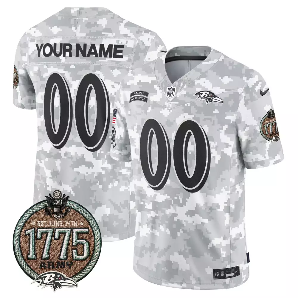 Army Youth Baltimore Ravens 2024 Salute to Service Jersey | Limited Custom All Stitched Fan Gear | For Men, Women & Youth