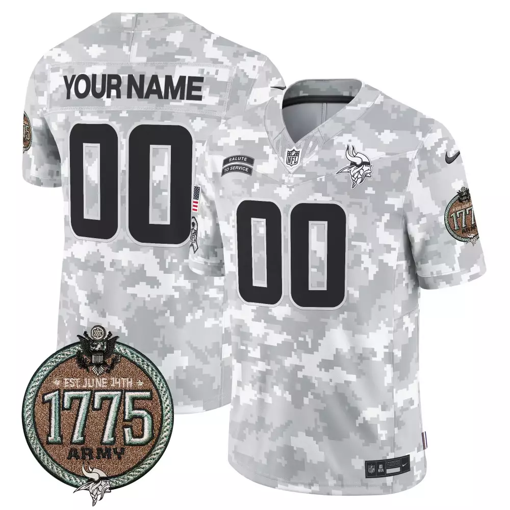army youth minnesota vikings 2024 salute to service establishment year patch vapor limited custom jersey all stitched