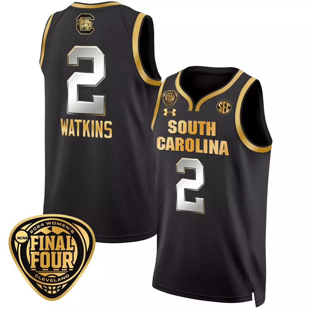 ashlyn watkins black gold mens size south carolina gamecocks 2024 final four basketball jersey women patch all stitched