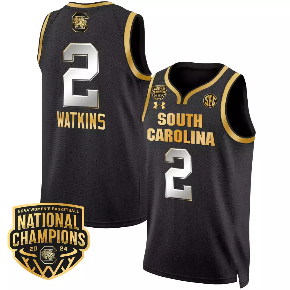 ashlyn watkins black gold womens size south carolina gamecocks 2024 final four basketball jersey women patch all stitche