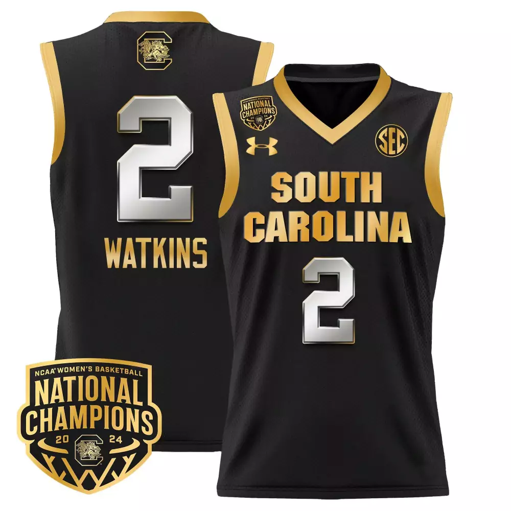 ashlyn watkins black gold womens size south carolina gamecocks 2024 final four basketball jersey women patch all stitche