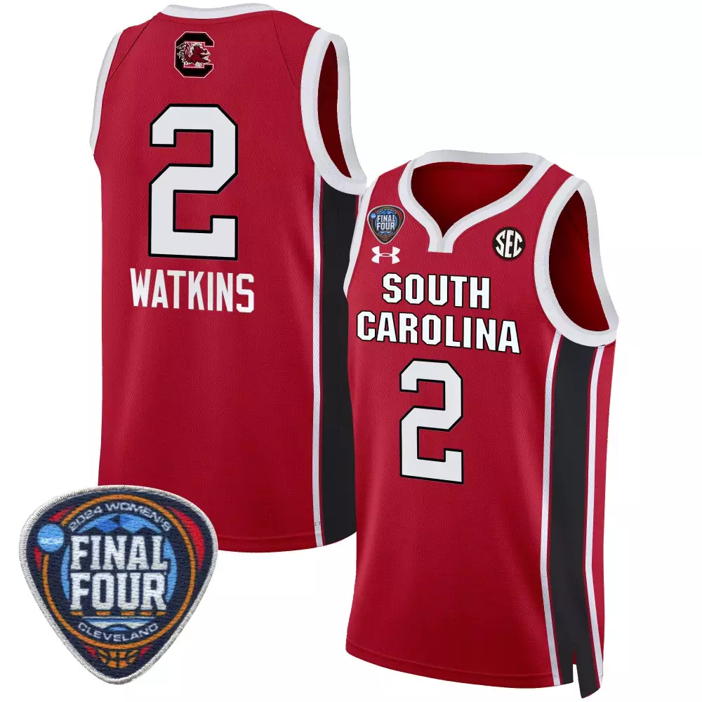 ashlyn watkins red mens size south carolina gamecocks 2024 final four basketball jersey women patch all stitched