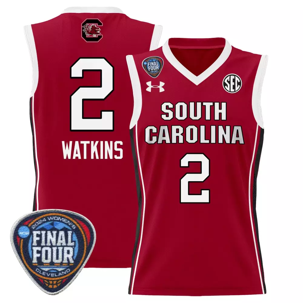 ashlyn watkins red womens size south carolina gamecocks 2024 final four basketball jersey women patch all stitched
