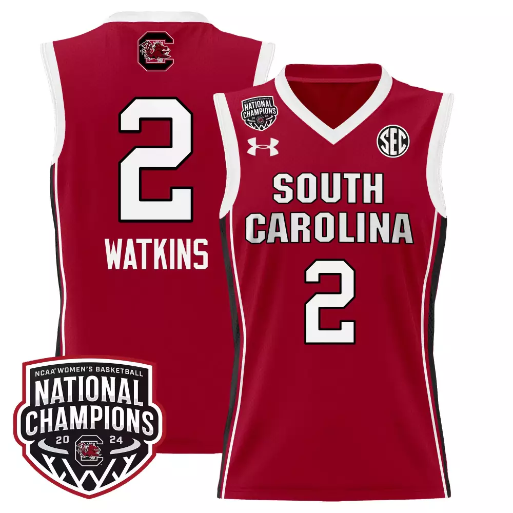 ashlyn watkins red womens size south carolina gamecocks 2024 final four basketball jersey women patch all stitched
