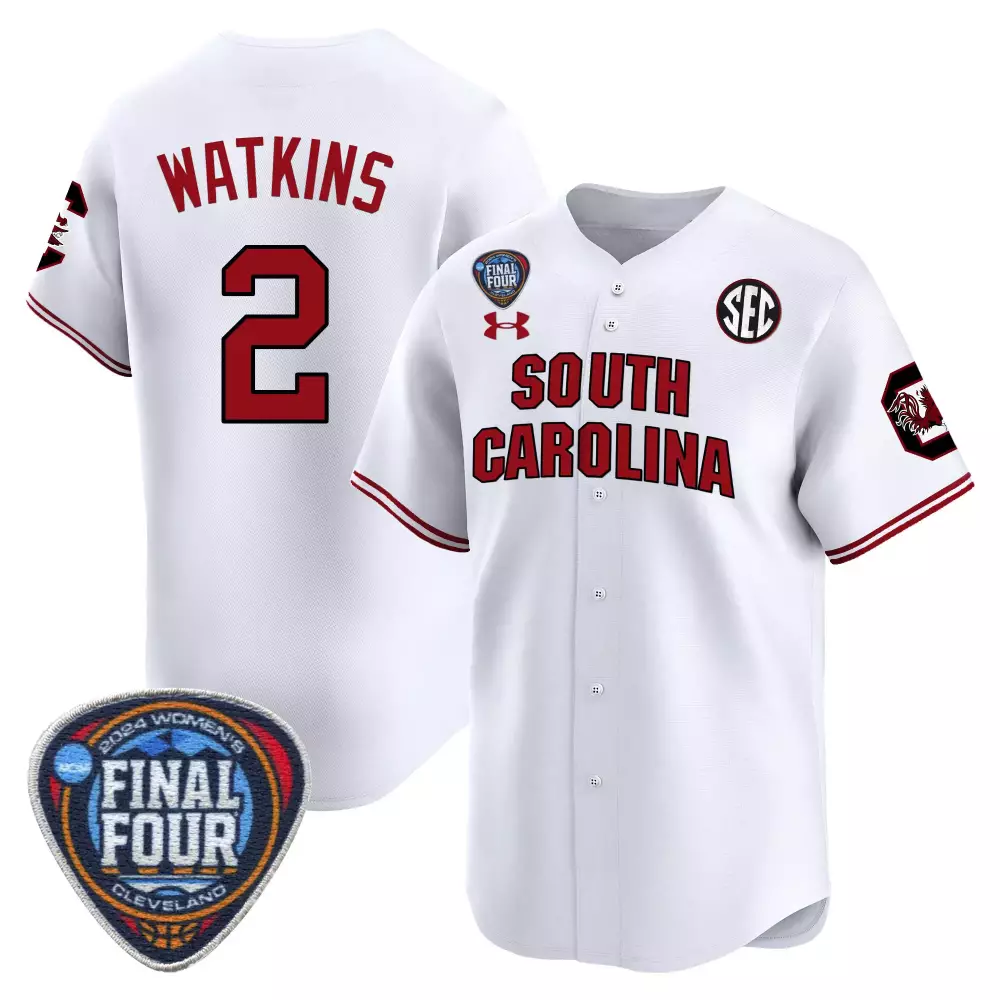 ashlyn watkins white gold womens size south carolina gamecocks 2024 final four basketball jersey women patch all stitche