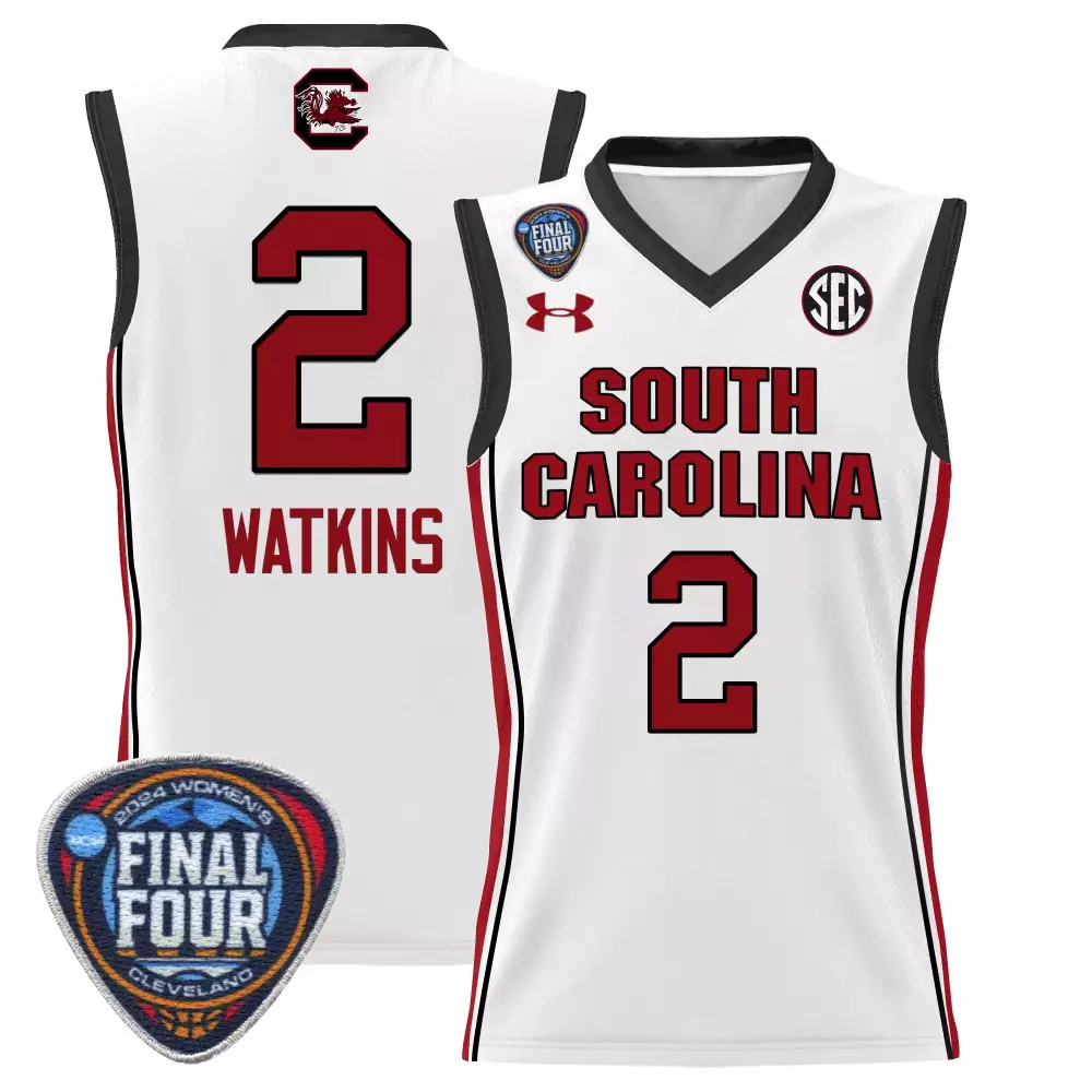 ashlyn watkins white mens size south carolina gamecocks 2024 final four basketball jersey women patch all stitched
