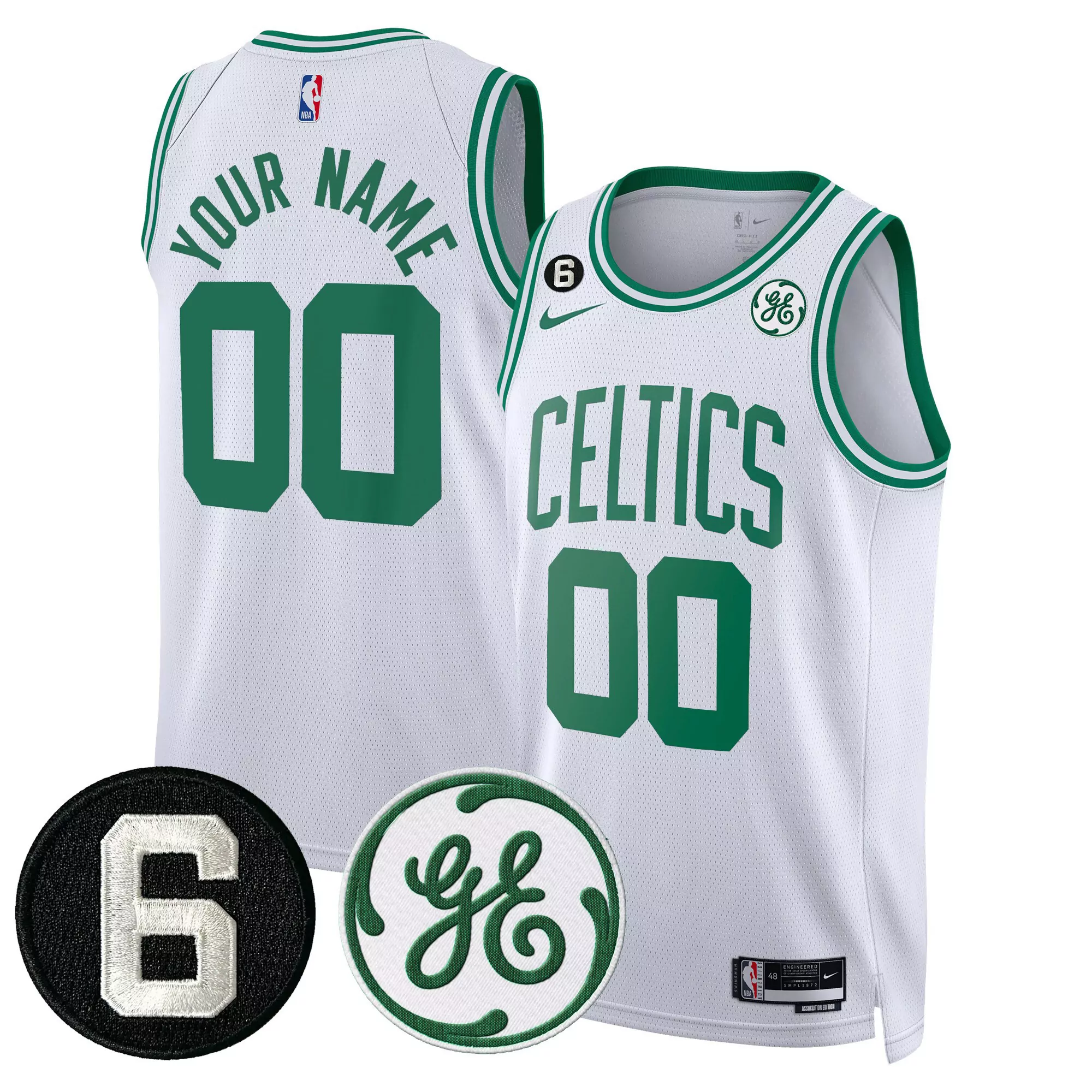 association men boston celtics 2024 finals patch swingman custom jersey all stitched