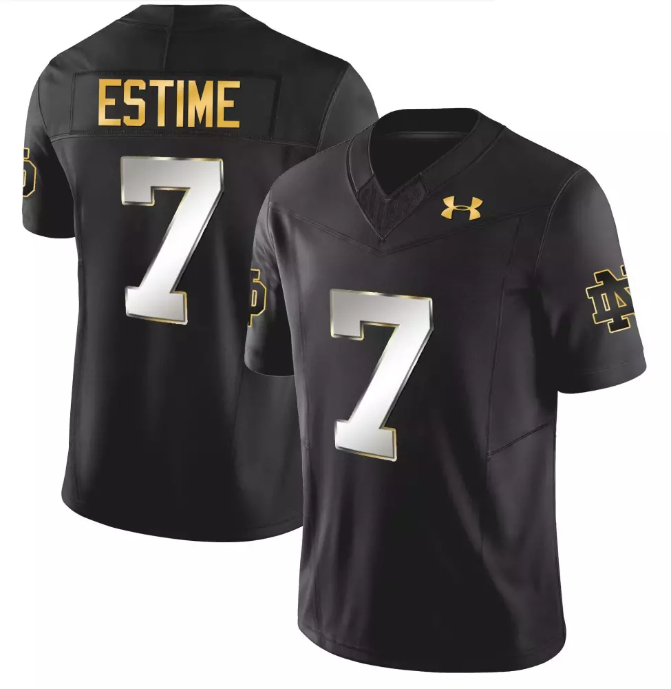 audric estime black gold womens notre dame fighting irish gold vapor limited jersey all stitched