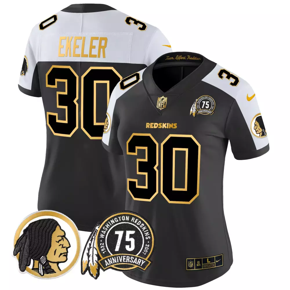 austin ekeler alternate womens washington redskins 75th patch throwback gold vapor limited jersey all stitched