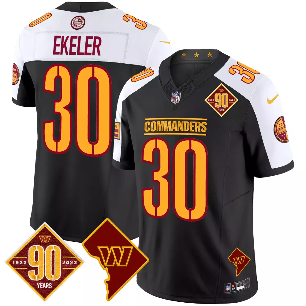 Austin Ekeler Black Alternate Men's Washington Commanders 90th Anniversary Game Jersey | Stitched Vapor | For Men, Women & Youth