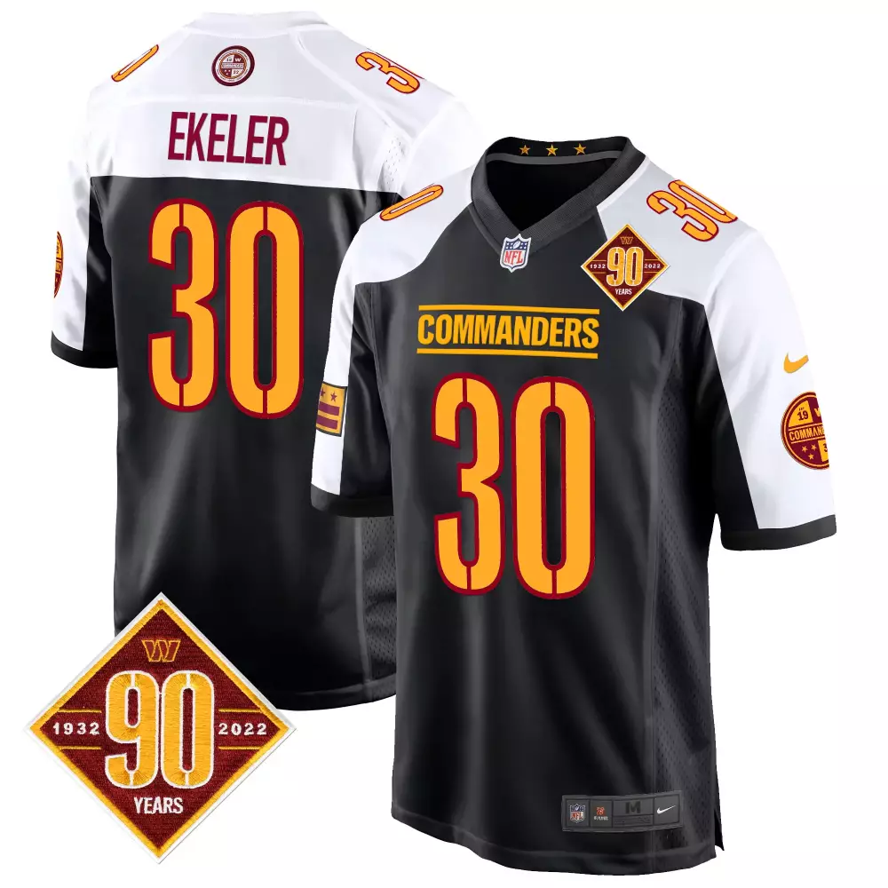 Austin Ekeler Black Alternate Men's Washington Commanders 90th Anniversary Game Jersey | Stitched Vapor | For Men, Women & Youth