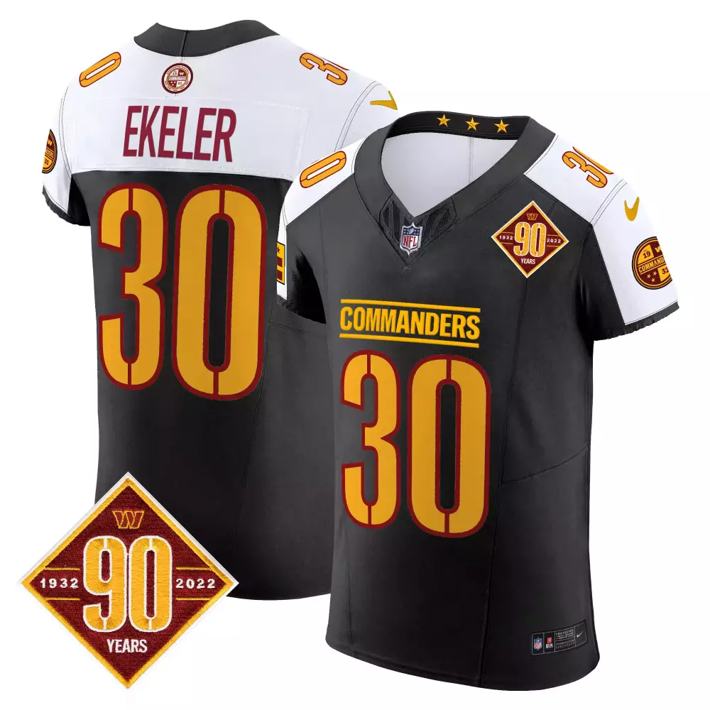 Austin Ekeler Black Alternate Men's Washington Commanders 90th Anniversary Game Jersey | Stitched Vapor | For Men, Women & Youth