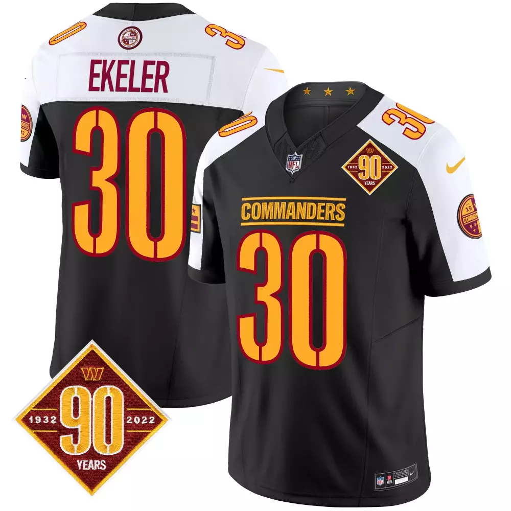 Austin Ekeler Black Alternate Men's Washington Commanders 90th Anniversary Game Jersey | Stitched Vapor | For Men, Women & Youth