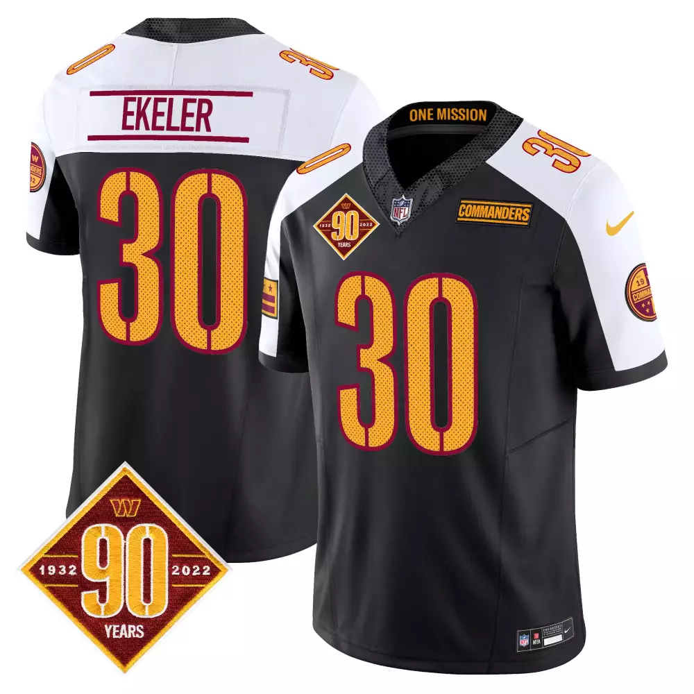 Austin Ekeler Black Alternate Men's Washington Commanders 90th Anniversary Game Jersey | Stitched Vapor | For Men, Women & Youth