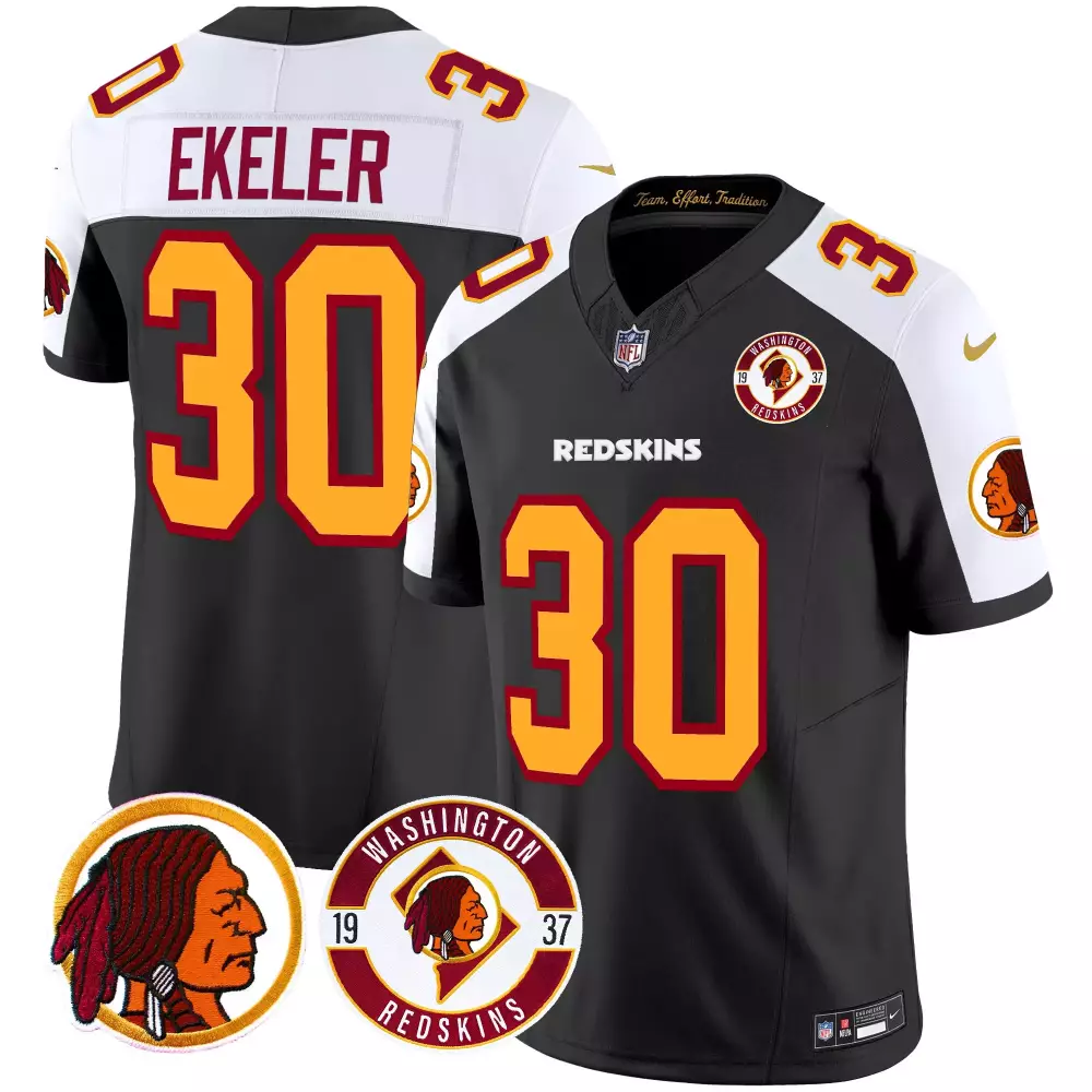austin ekeler black alternate mens washington redskins 2024 vapor limited jersey est 1937 patch all stitched