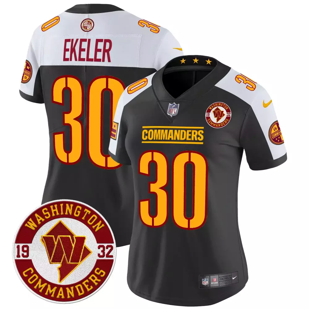 Austin Ekeler Black Alternate Men's Washington Commanders 90th Anniversary Vapor Premier Jersey | Stitched | For Men, Women & Youth