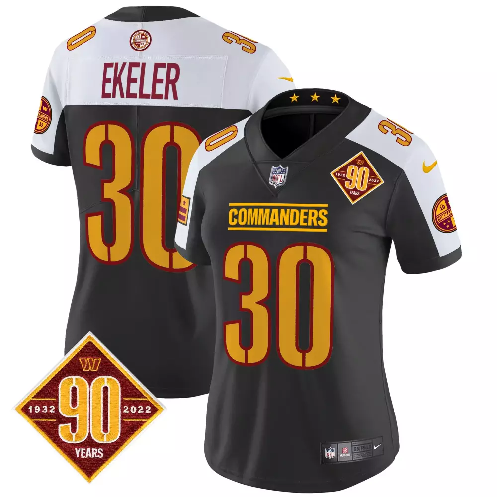 Austin Ekeler Black Alternate Men's Washington Commanders 90th Anniversary Vapor Premier Jersey | Stitched | For Men, Women & Youth