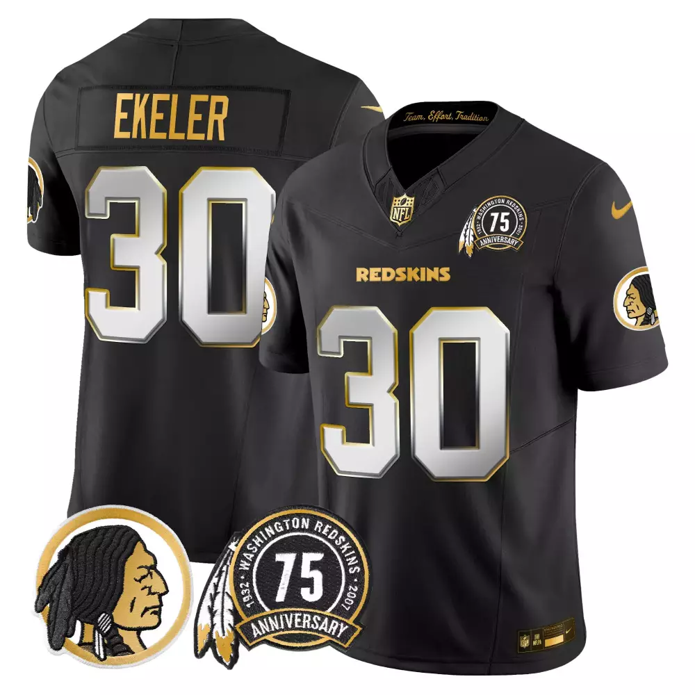 austin ekeler black limited mens washington redskins 75th patch throwback gold vapor limited jersey all stitched
