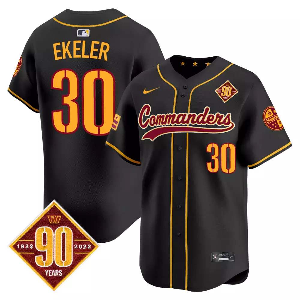 Austin Ekeler Black Men's Vapor Premier Limited Jersey | 90th Anniversary Patch | Washington Commanders Fan Gear | For Men, Women & Youth