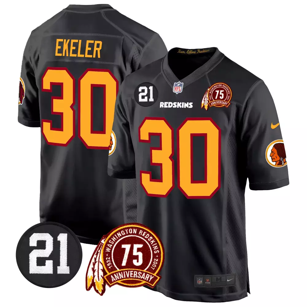 austin ekeler black mens washington redskins 75th patch throwback vapor premier limited jersey all stitched