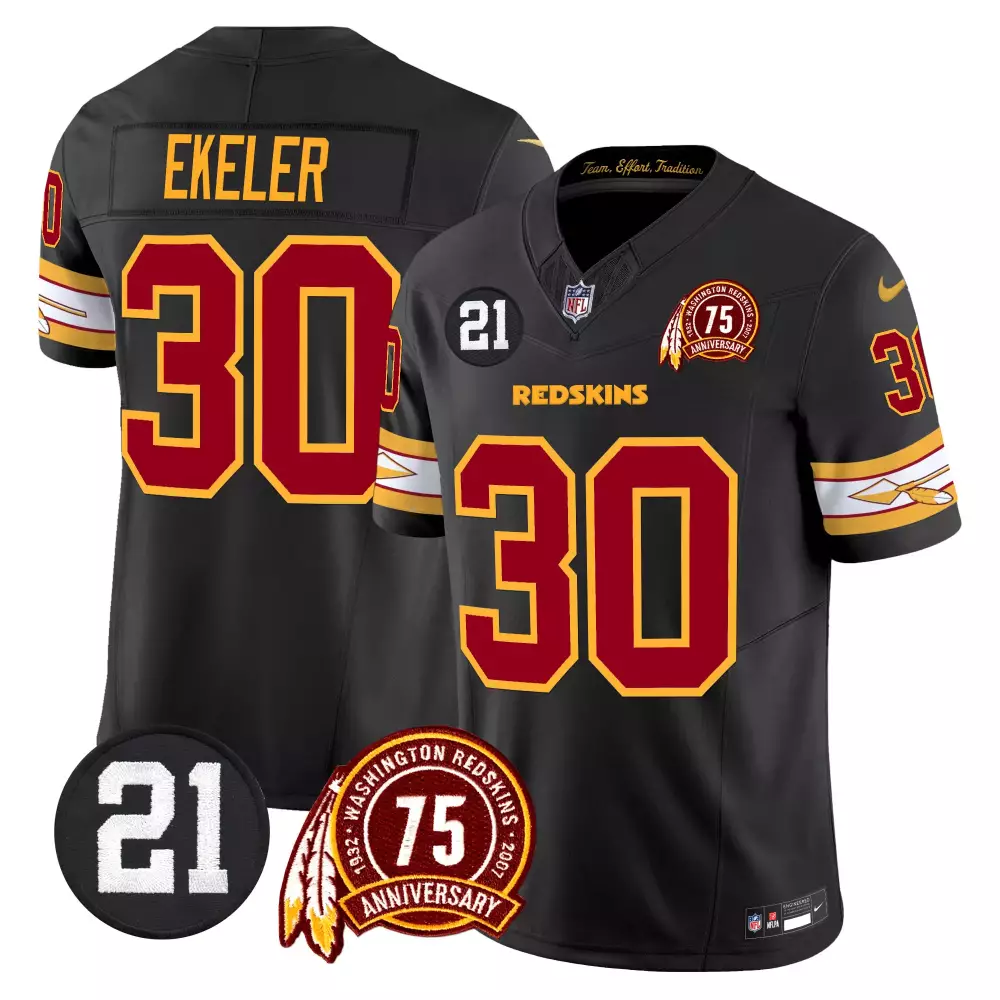 austin ekeler black mens washington redskins 75th patch throwback vapor premier limited jersey all stitched
