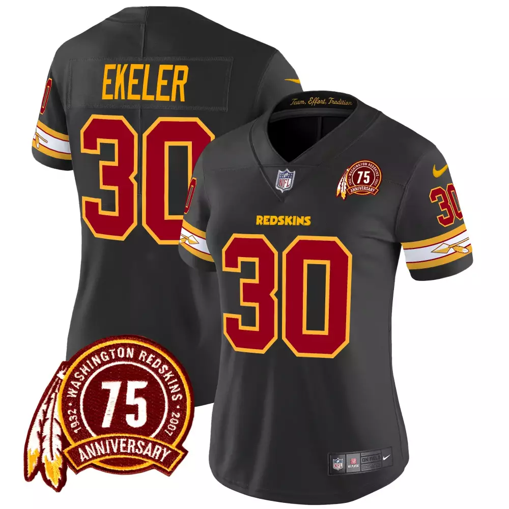 austin ekeler black womens washington redskins 75th patch vapor limited jersey all stitched