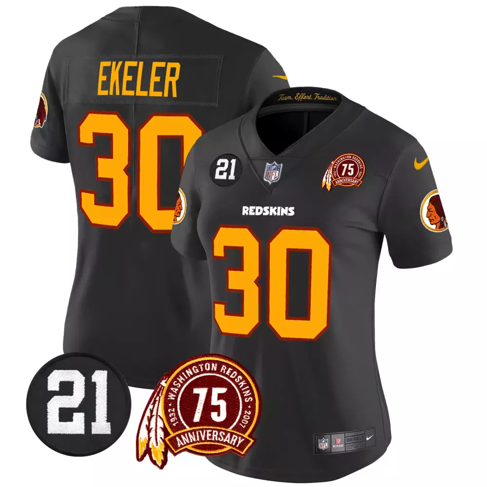 austin ekeler black womens washington redskins 75th patch vapor limited jersey all stitched