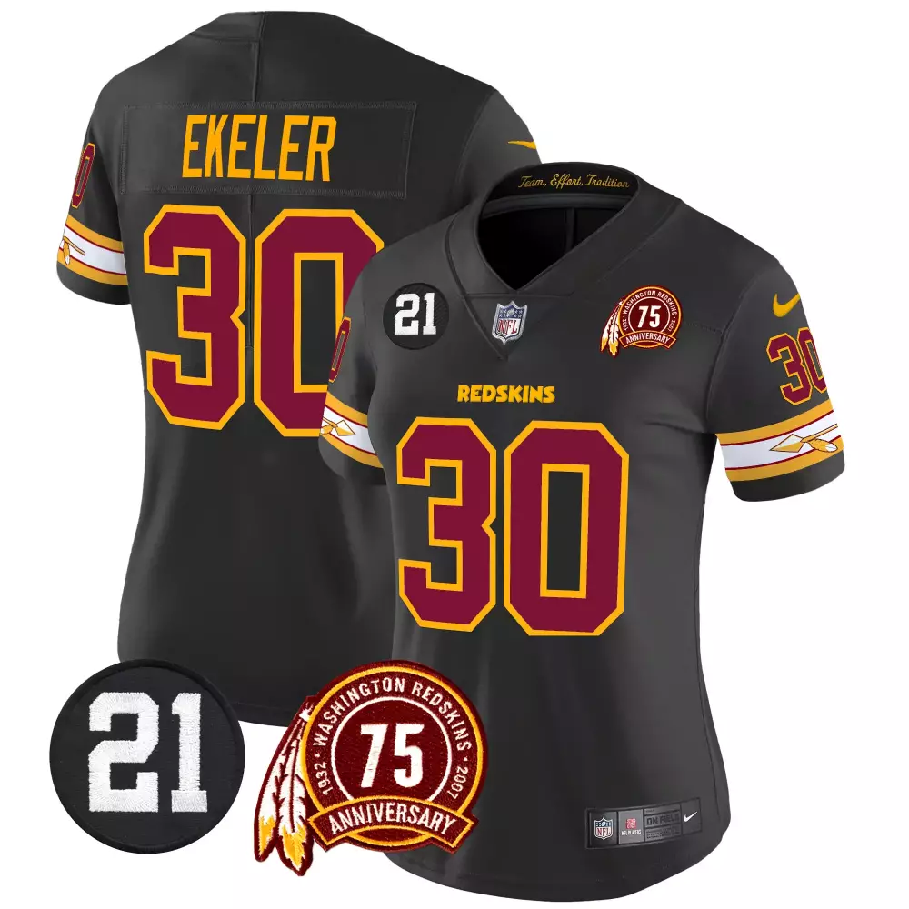 austin ekeler black womens washington redskins 75th patch vapor limited jersey all stitched