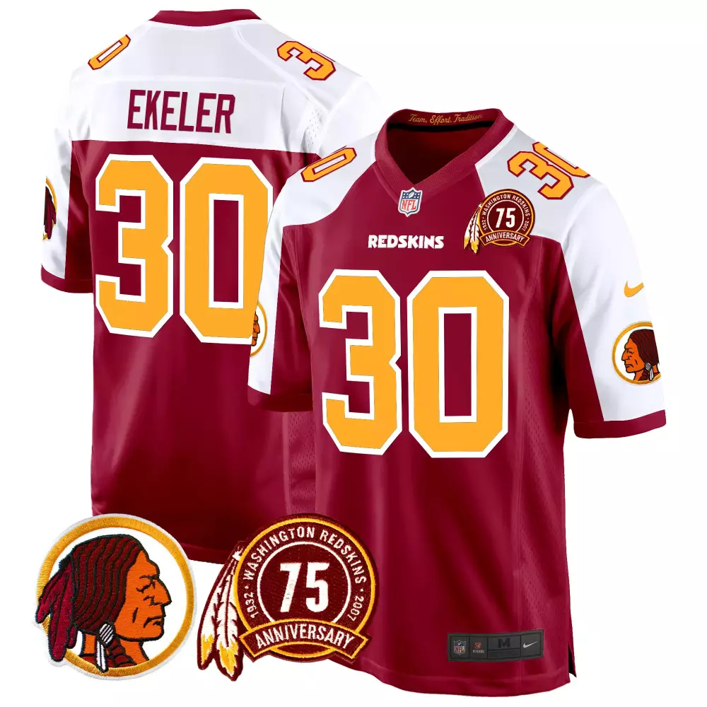 austin ekeler burgundy alternate mens washington redskins 2024 vapor limited jersey est 1937 patch all stitched