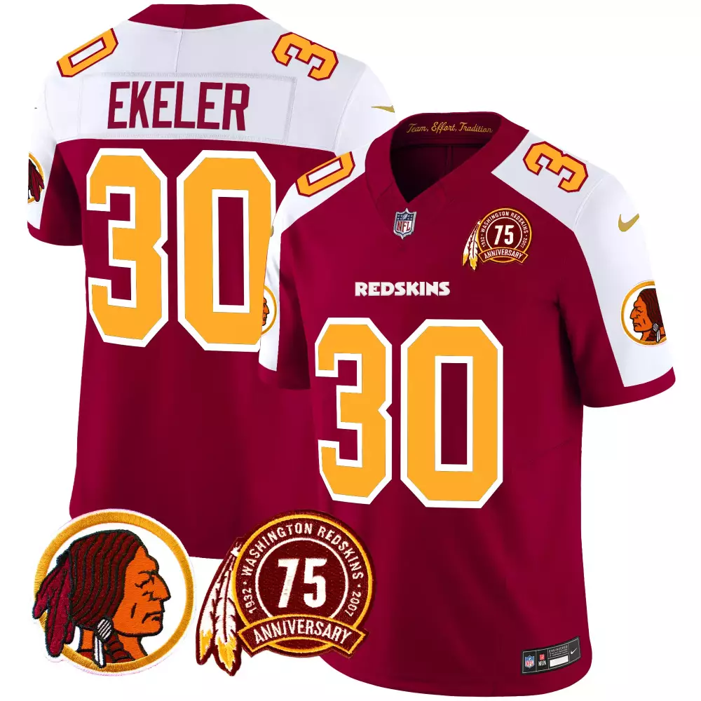 austin ekeler burgundy alternate mens washington redskins 2024 vapor limited jersey est 1937 patch all stitched
