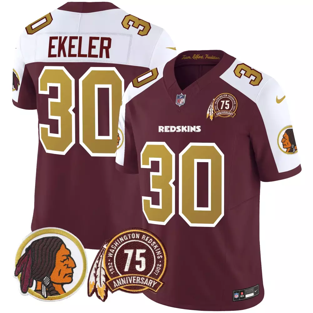 austin ekeler burgundy alternate mens washington redskins 2024 vapor limited jersey est 1937 patch all stitched